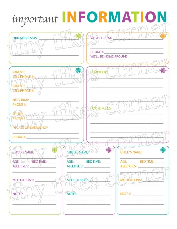 important babysitter information pdf information for babysitter