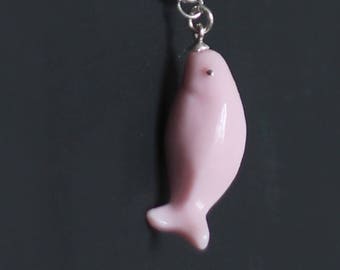 Porzellan Kette Fisch, pink Fisch, rosa Porzellan, Tierschmuck, Porzellan Schmuck, Fischkette