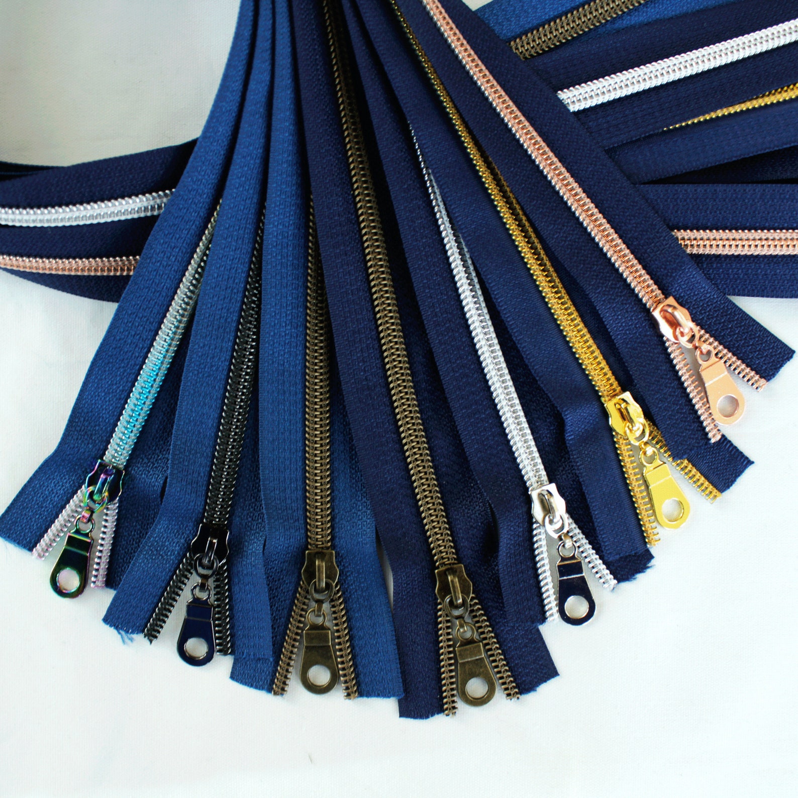 Dark Blue Zippers Sampler Blue zipper by the yard 5 Nylon Etsy