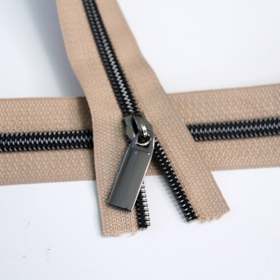 Zipper - Zippers By The Yard Beige Tape Gunmetal Teeth #5