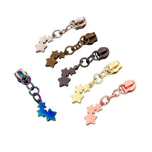 Size #3 Stars Zipper Pull for #3 Nylon Coil Zippers, Purse Zipper Pulls, #3 Nylon Zipper Pulls