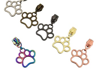 Paw Zipper Pulls for #5 Nylon Coil Zippers, Purse Bag Accessory (Set of 9)