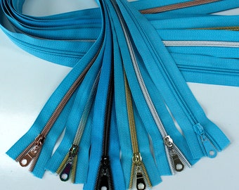 Turquoise Zippers Sampler, Turquoise zipper by the yard, #5 Nylon Coil Zipper Tape, purse zipper tape, bag zipper