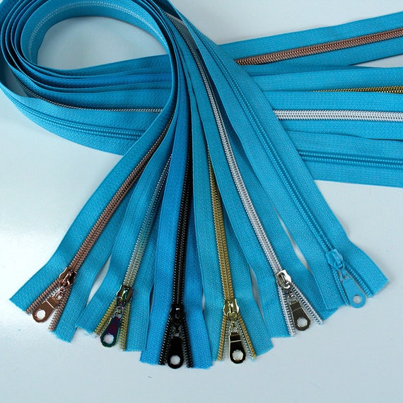Size #5 Regular Zippers Sampler, 5 yards of #5 Nylon Zipper Tape with 15  Matching Zipper Pulls