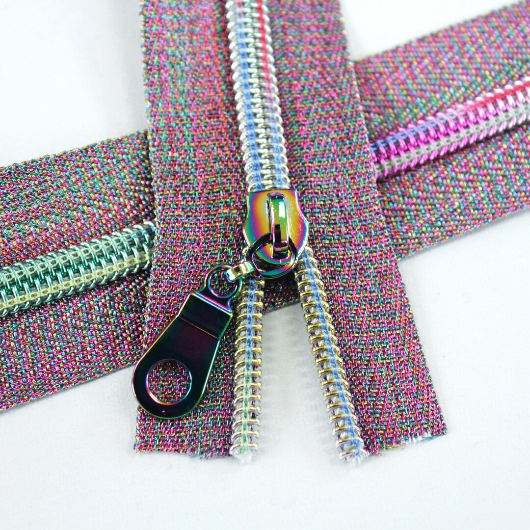 Size #5 Metallic Rainbow Zipper by the Yard With Rainbow Coil - 3 Yards ...