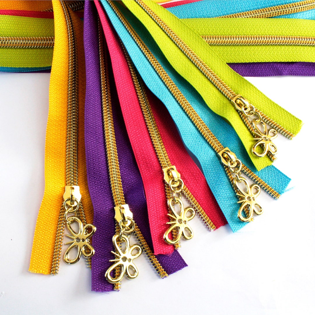 Size 5 Zipper Kit Gold Coil, Nylon Coil Zipper by the Yard, Nylon