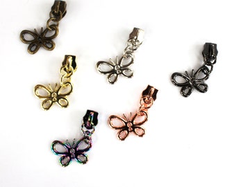 Size #5 Butterfly Zipper Pull for  #5 Nylon Coil Zippers, Purse Zipper Pulls, #5 Nylon Zipper Pulls