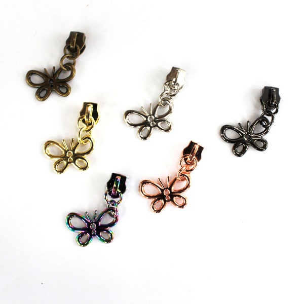 Size #5 Butterfly Zipper Pull for  #5 Nylon Coil Zippers, Purse Zipper Pulls, #5 Nylon Zipper Pulls
