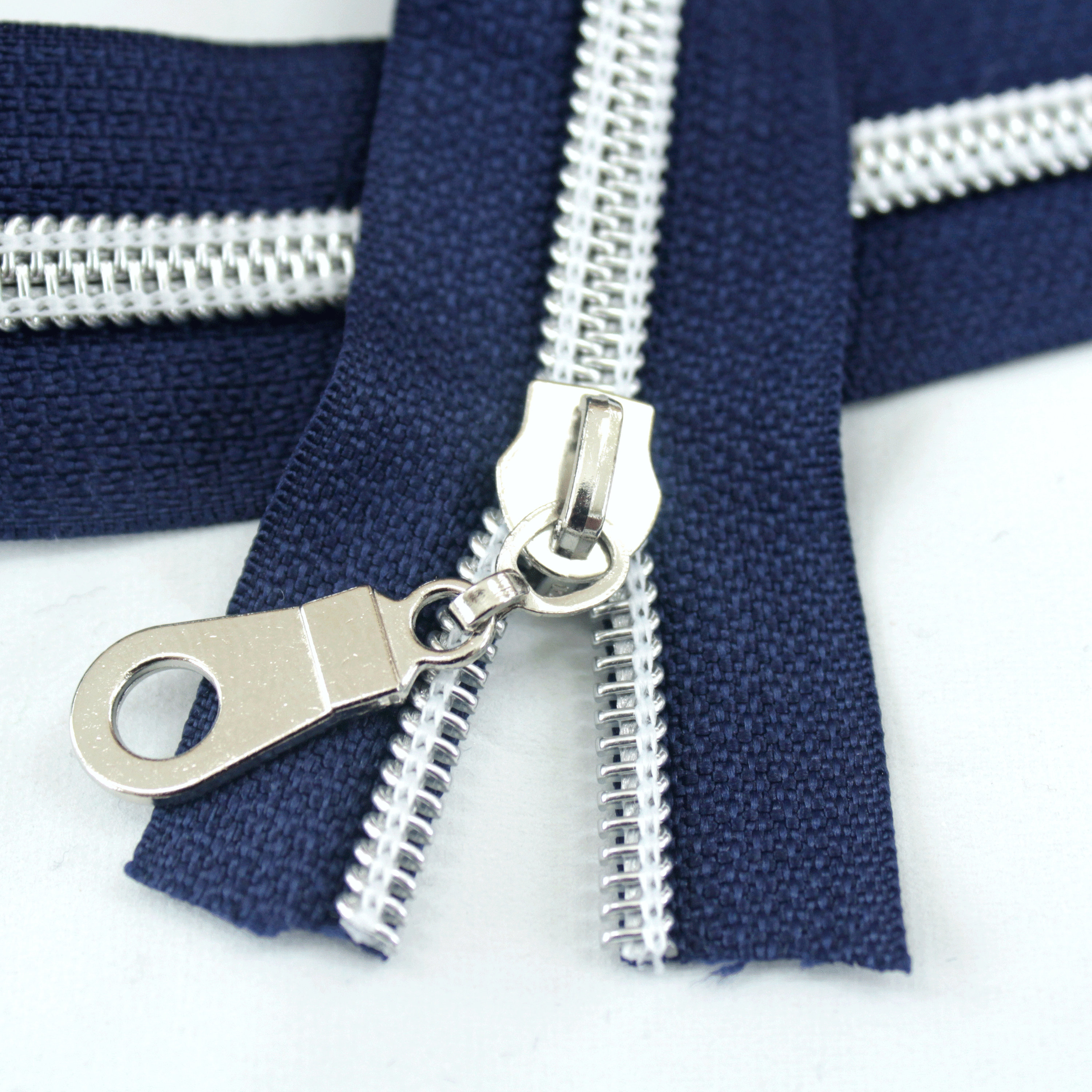 Size 5 Navy Blue Zipper by the yard with silver coil & Zipper Etsy