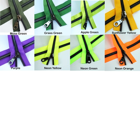 Donut Pull Zipper Pack - Lime Zipper Tape with Violet Teeth Donut Pull Zipper Pack - Lime Zipper Tape with Violet Teeth