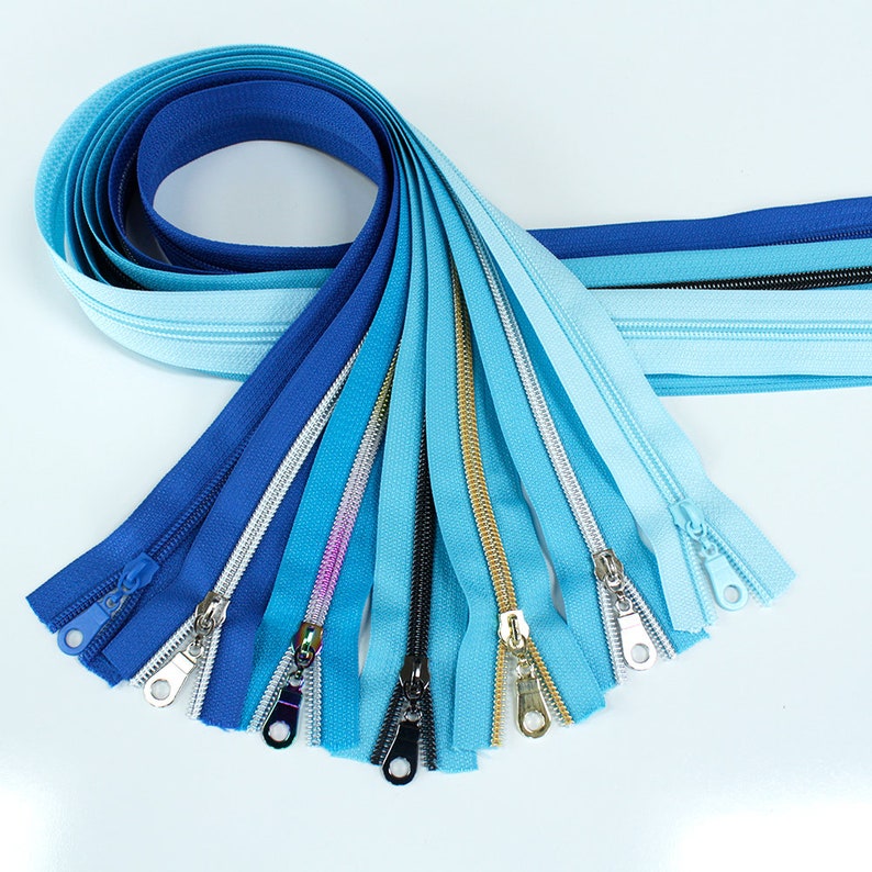 Light Blue Zippers Sampler Blue zipper by the yard 5 Nylon Etsy
