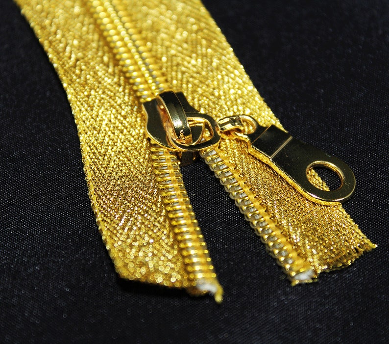 Size 5 Metallic Gold Zipper by the Yard With Gold Coil 3 - Etsy