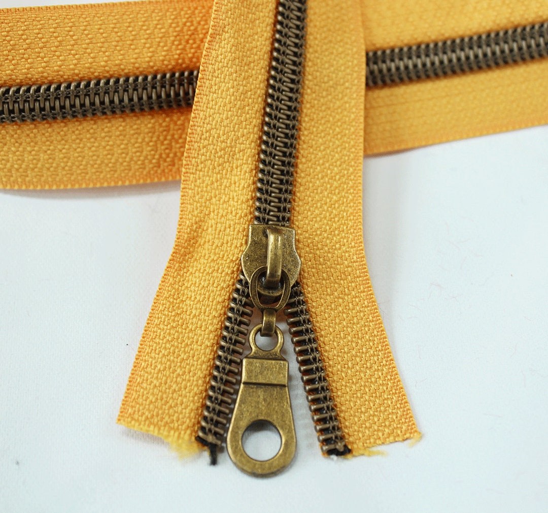 Size 5 Mustard Yellow Zipper With Antique Bronze Coil 5 Etsy