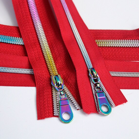 Donut Pull Zipper Pack Multi Coloured - White Zipper Tape with Rainbow Teeth Donut Pull Zipper Pack Multi Coloured - White Zipper Tape with Rainbow Teeth
