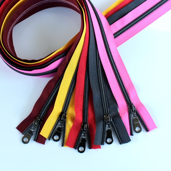 #5 Long Black Nylon Zipper Pulls - Set of 5