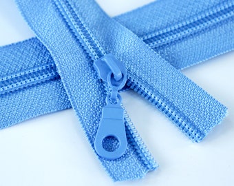 Size #5 Periwinkle Zipper With periwinkle coil - 5 yards & 15 Regular (Donut) Zipper Pulls