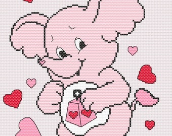 Lotsa Heart Elephant Care Bear Cousins Cross Stitch Pattern, téléchargement immédiat PDF