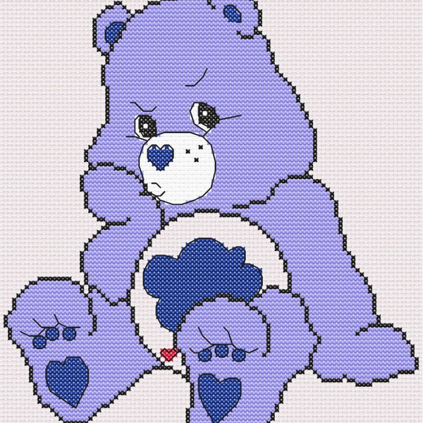 Grumpy Bear, Care Bear Cross Stitch Pattern, téléchargement immédiat PDF