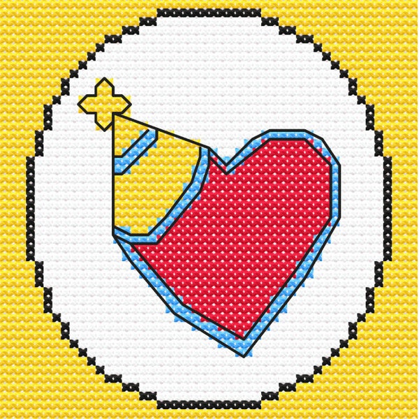 Playful Heart Monkey Care Bear Cousin Belly Badge Pattern Cross Stitch Pattern, instant download PDF