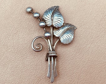Broche de ramo de flores vintage. broche de Suecia de plata 830.