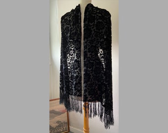 Luxueuse Designer Velours écharpe//étole NOIR avec noir pin Pearl