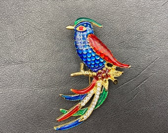 Broche Ancienne Art Nouveau En Laiton émaillé Rouge Et Noir - France - État Correct - Pièce Vintage De Collection