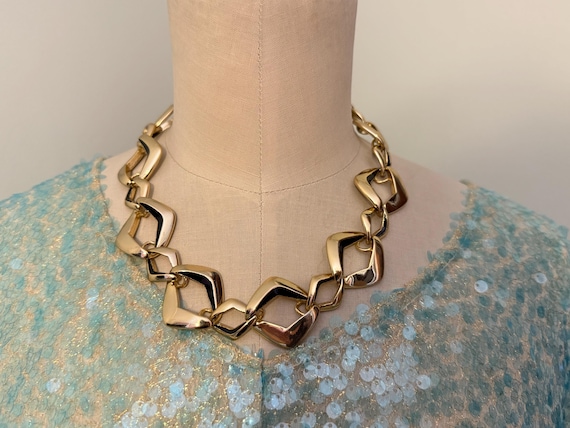 Collier Vintage Plaqué Or - Bijou Rétro Ancien Et Imposant - Occasion