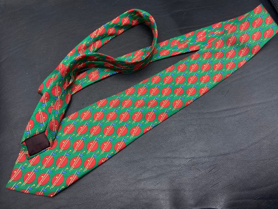Cravate Lanvin Vintage Années 80 - Soie 100%, Motif Moutarde - Occasion