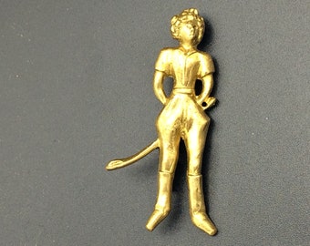 The Little Prince. Vintage brass brooch, soldier figure shape. Unisex brooch.