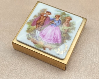 Vintage pill box . gallant scene.  Limoges porcelain.