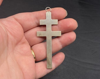 Vintage large crucifix in 925 silver. Silver cross pendant.