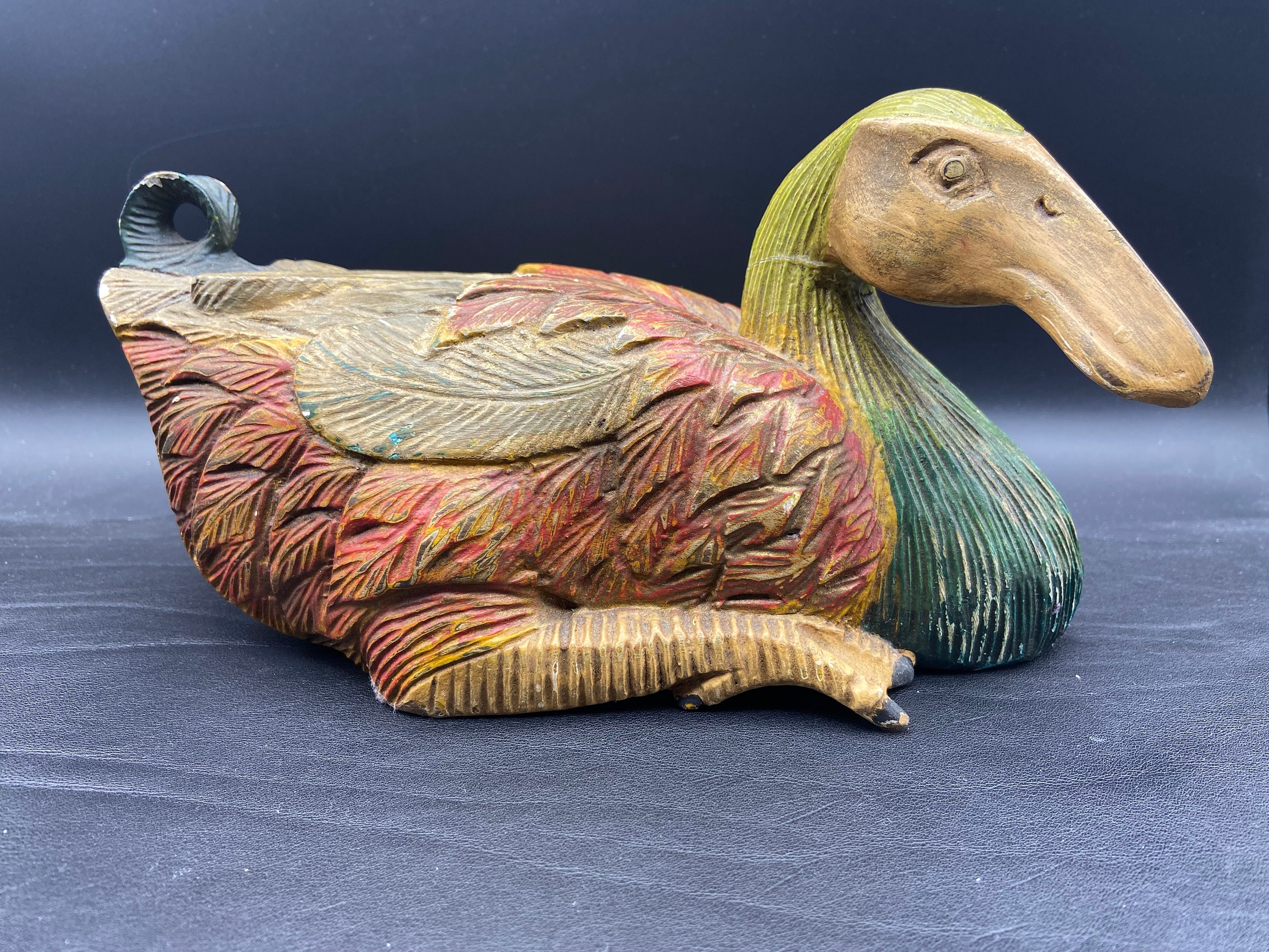 Canard Décoratif Sculptée en Platre. Vintage Français.