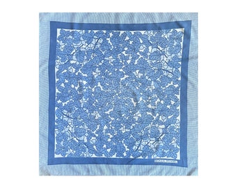 SONIA RYKIEL Bufanda cuadrada vintage. En algodón monocromático azul.