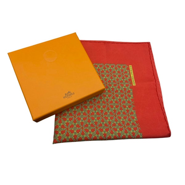 HERMES gavroche scarf. Yellow and red colored silk. In its original box 100% authentic.