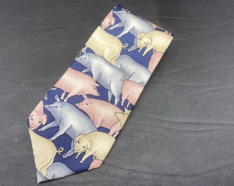 Dark blue navy tie with pig pattern. The Windsor collection Tie Rack