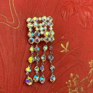 Broche Vintage Années 60/70 En Verre Et Perles Fantaisie - Laiton Doré