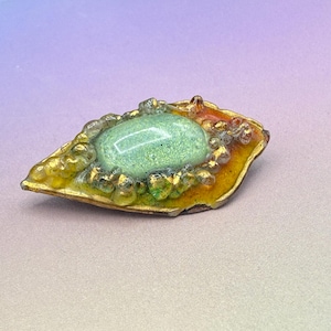 1 Broche Ancienne Vintage Porcelaine Limoges France Médaillon Bateau Badge