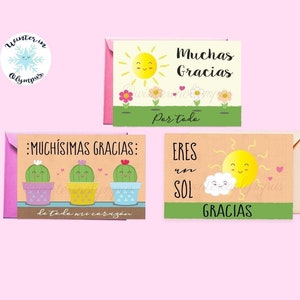 Ensemble de cartes de voeux imprimables Merci en espagnol, téléchargement immédiat