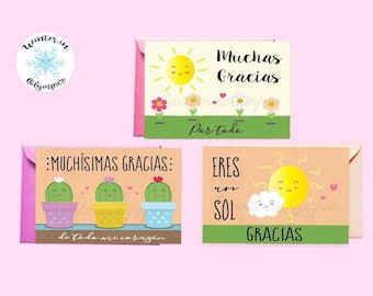 Spanish Language Thank You Printable Greeting Card Set, Instant Download