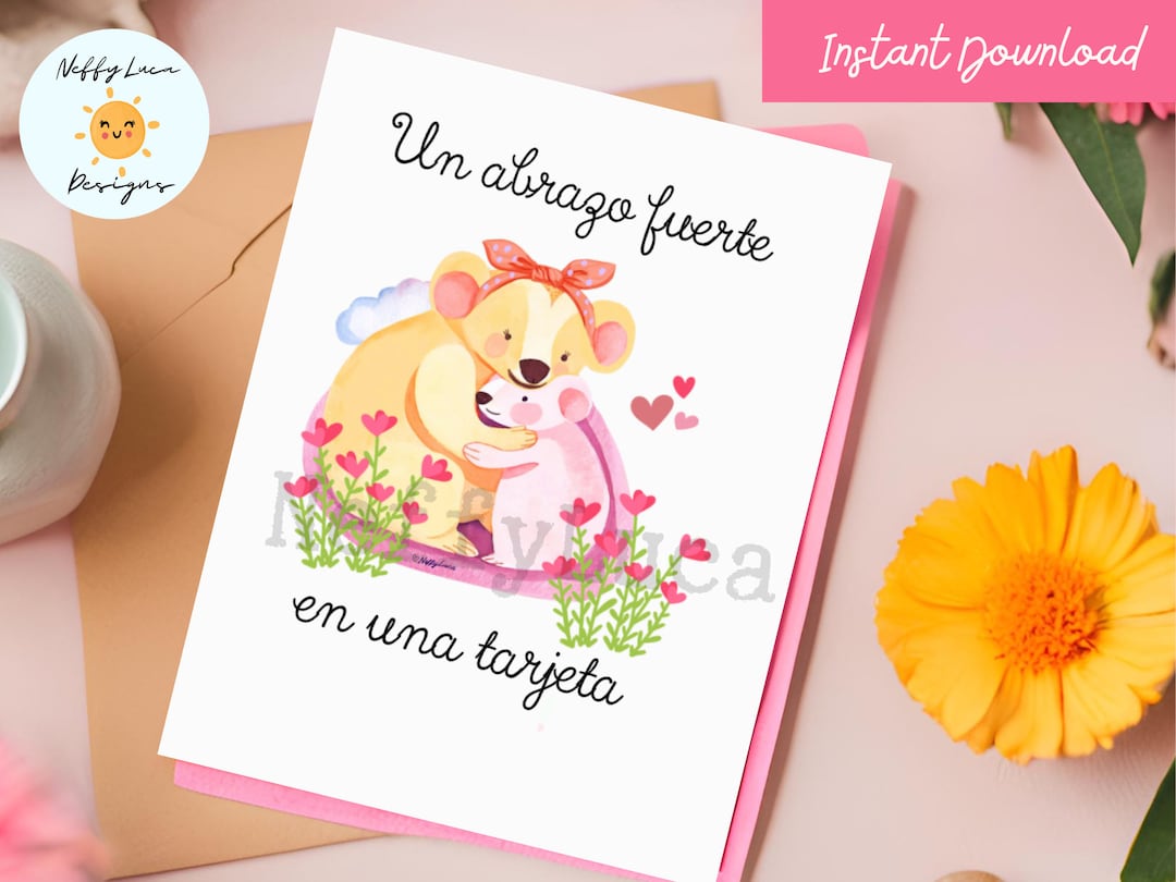 Spanish Hug Card: Sweet Bears, Un Abrazo Fuerte (digital Download) - Etsy