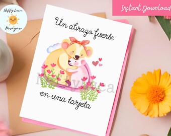 Spanish Hug Card: Sweet Bears, Un Abrazo Fuerte (Digital Download)