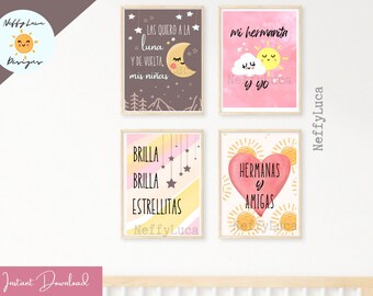 Spanish Sisters Nursery Prints: Girls Room Decor (Digital Download)