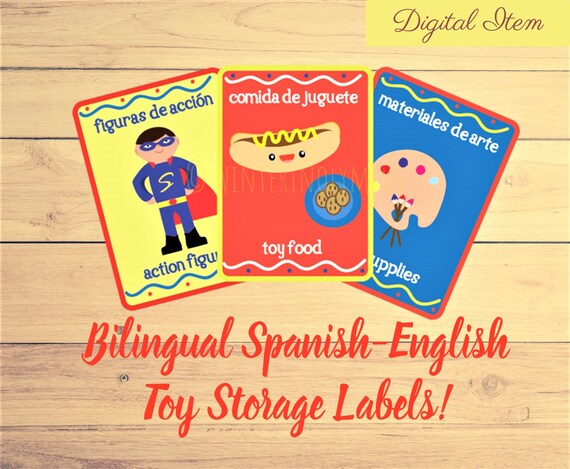 bilingual spanish english toy storage labels printable for etsy