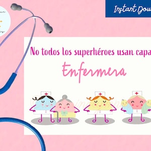 Nurse/Enfermera Spanish Language Superhero Card Printable, Nurse Appreciation Gift Print at Home Card, Tarjeta español, Instant Download