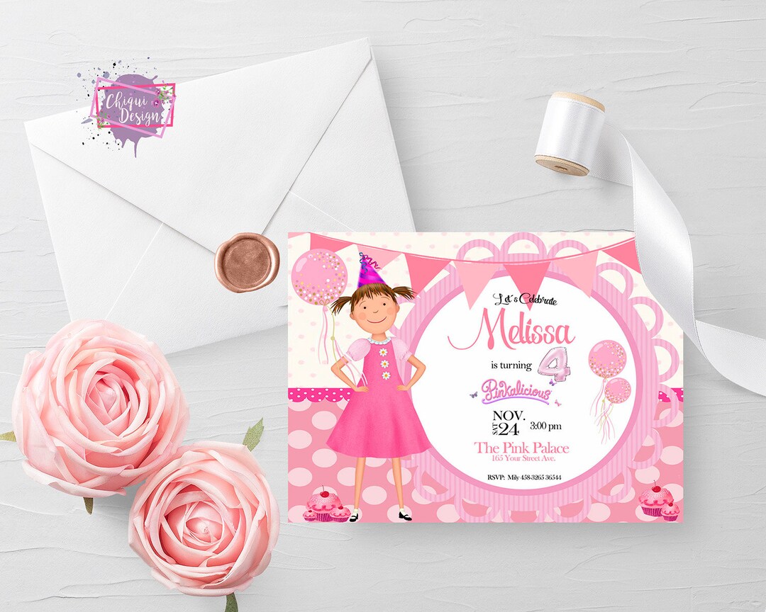 Pinkalicious Birthday Invitation, Birthday Party Printable Invite for ...