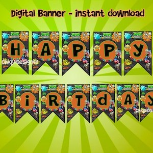 Plants vs zombies birthday banner, plants vs zombies birthday supplies, plants vs zombies birthday decorations, DIGITAL INSTANT DOWNLOAD