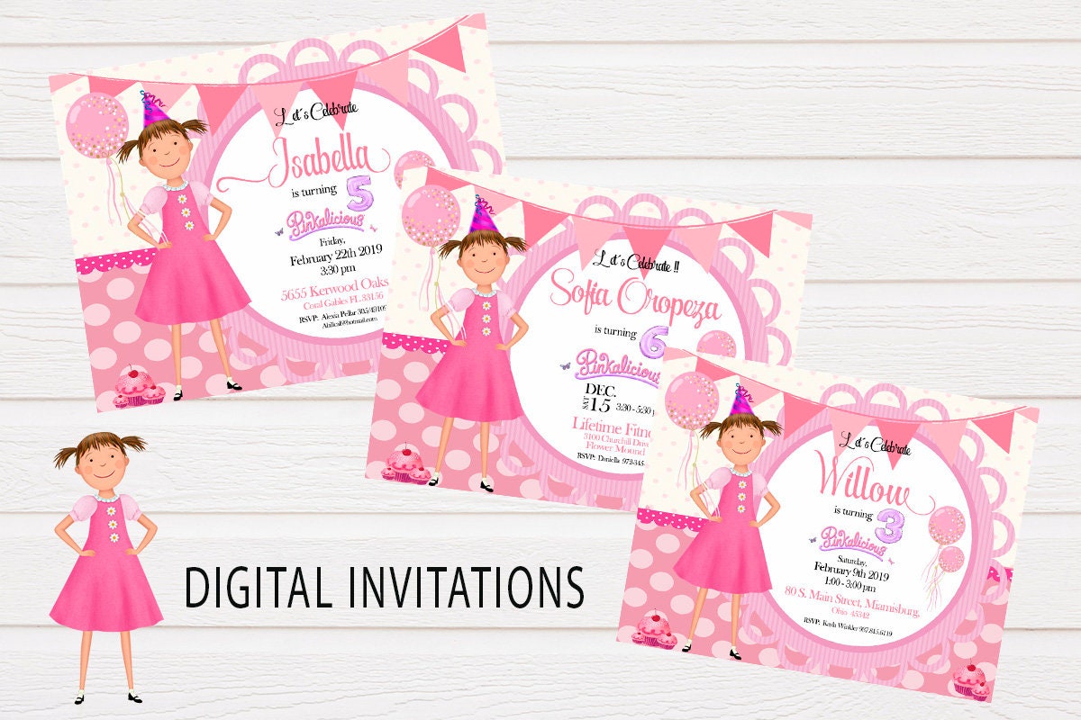 Pinkalicious Birthday Invitation, Birthday Printable Invite for ...
