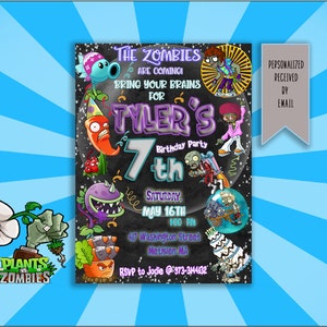 Plants vs zombies birthday invite, plants vs zombies party decoration, New version plants vs zombies party supplies.