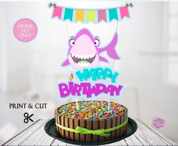 Baby Shark Birthday Baby Shark Cake Topper Printable Shark Etsy