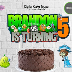 plants vs zombies digital  Cake topper, party decoration for children's parties, party supplies for cakes, gift for boys birthday